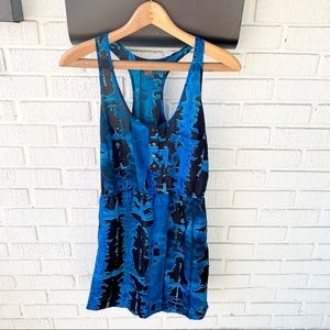 TELA Urban Blue + Black Button Up Racerback Dress Size Medium